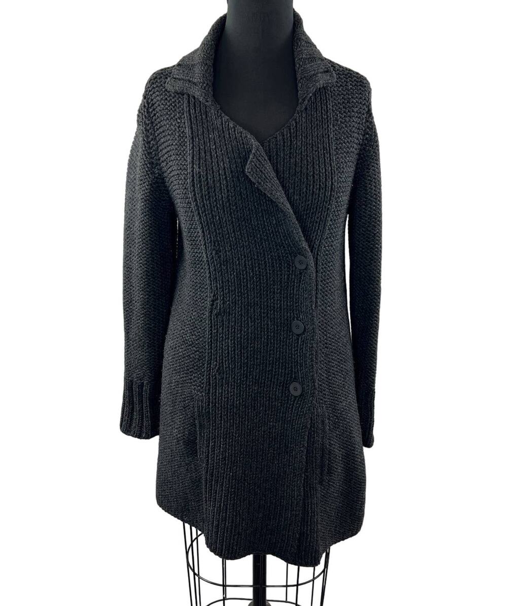 EILEEN FISHER Gray Wool Cashmere Blend Knit Long Sleeve Button Cardigan Size S